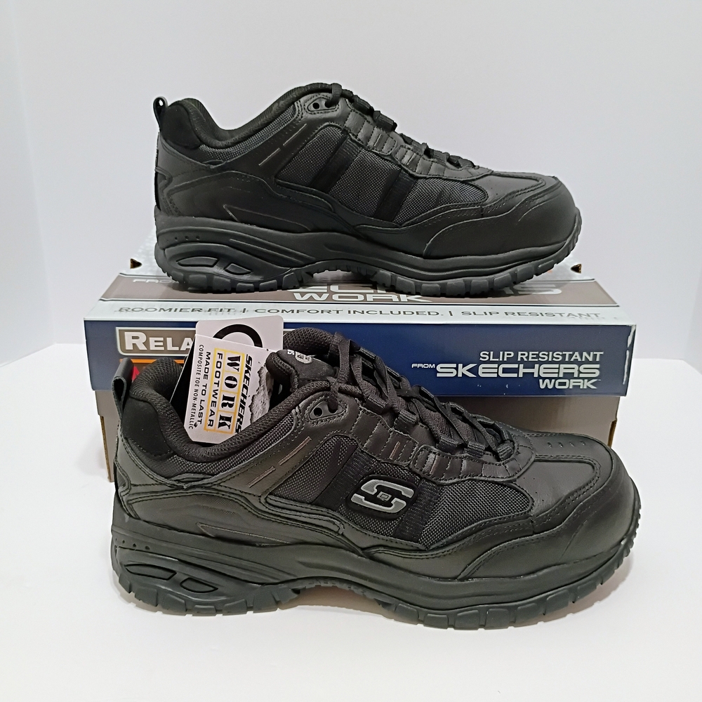Skechers Soft Stride Grinnel Wide Fit Men's Black Safety Work Sneaker